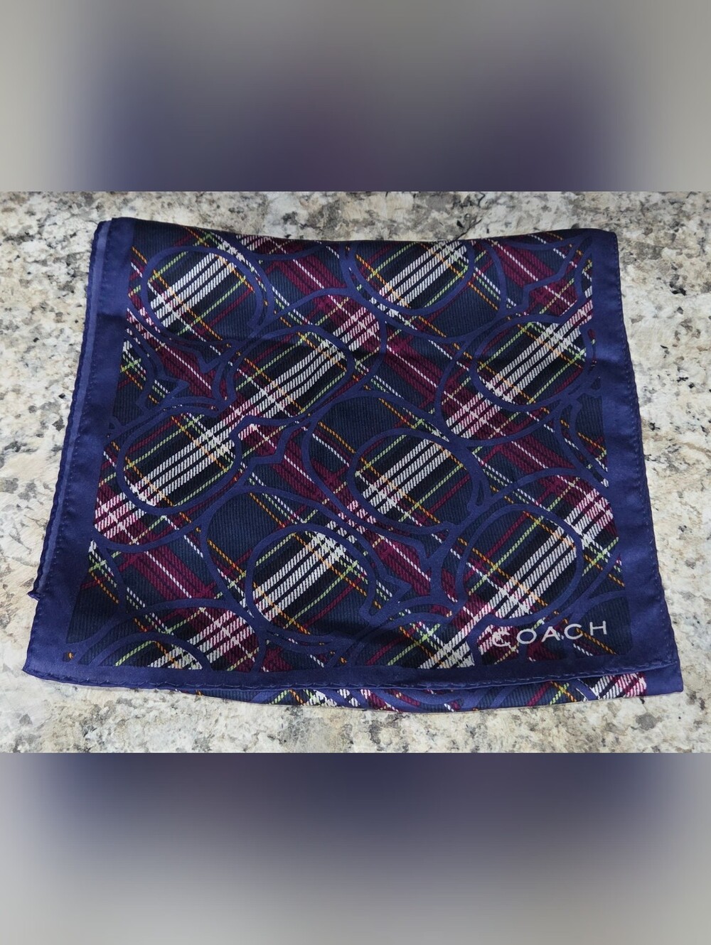 Coach Silk Neck Scarf, Tartan Plaid - Picture 3 of 4